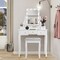 White 10 LED Mirror Makeup Vanity with Stool 7 Storage Drawers Removable Cosmetic Organizer
